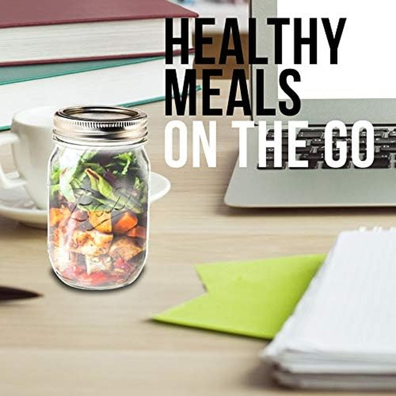 Ball Mason Jars 16 Oz Bundle with Non Slip Jar Opener (Bundles of 4)