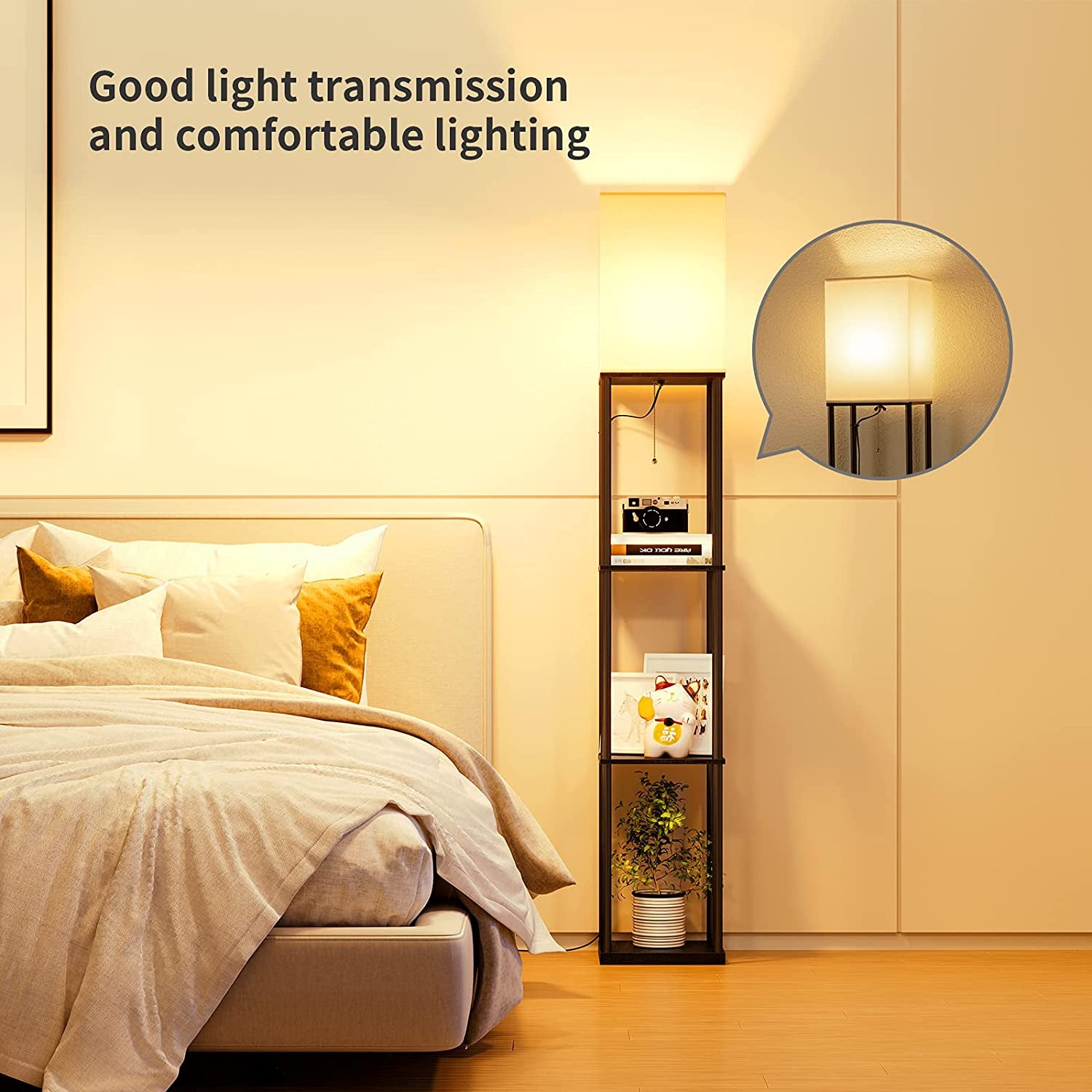 Floor Lamp with Shelves - 3 Color Temperature Bulb