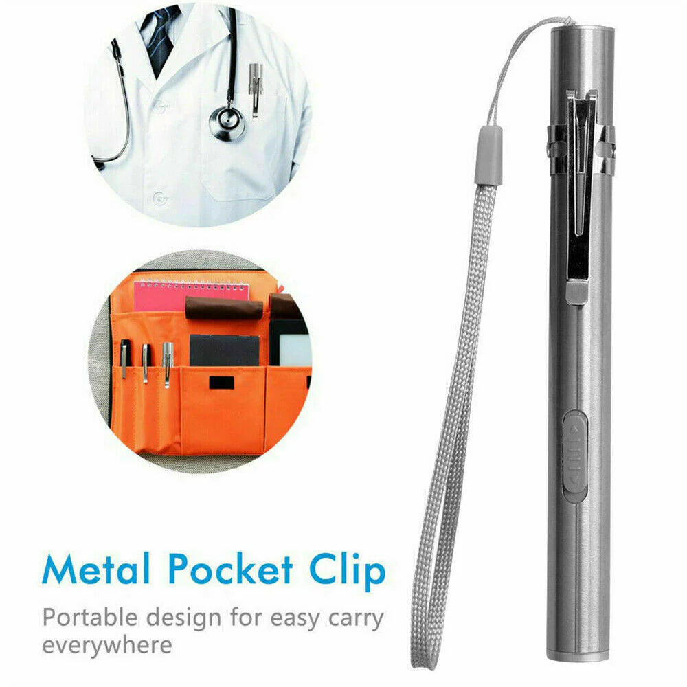 5" LED USB Rechargeable Mini Tactical Flashlight - Stainless Steel Pen Light