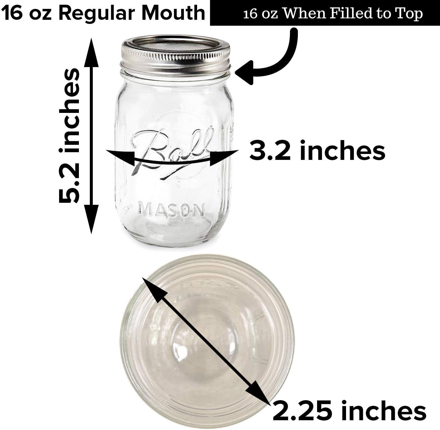 Ball Mason Jars 16 Oz Bundle with Non Slip Jar Opener (Bundles of 4)