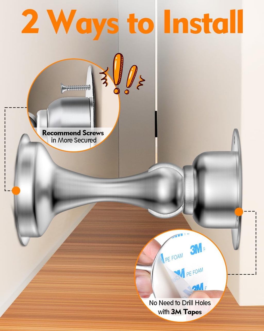 Magnetic Door Catch, Stainless Steel (No Drilling Required)