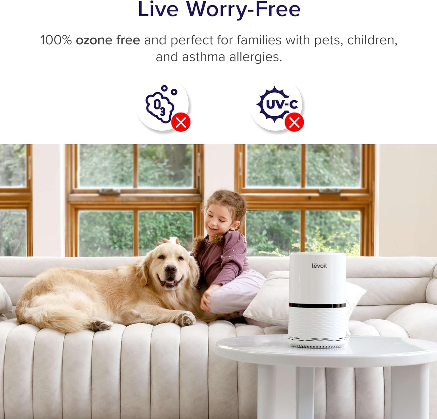 AHAM VERIFIDE Air Purifiers for Home, High-Efficiency Filter for Smoke, Dust, Pollen, and Odors