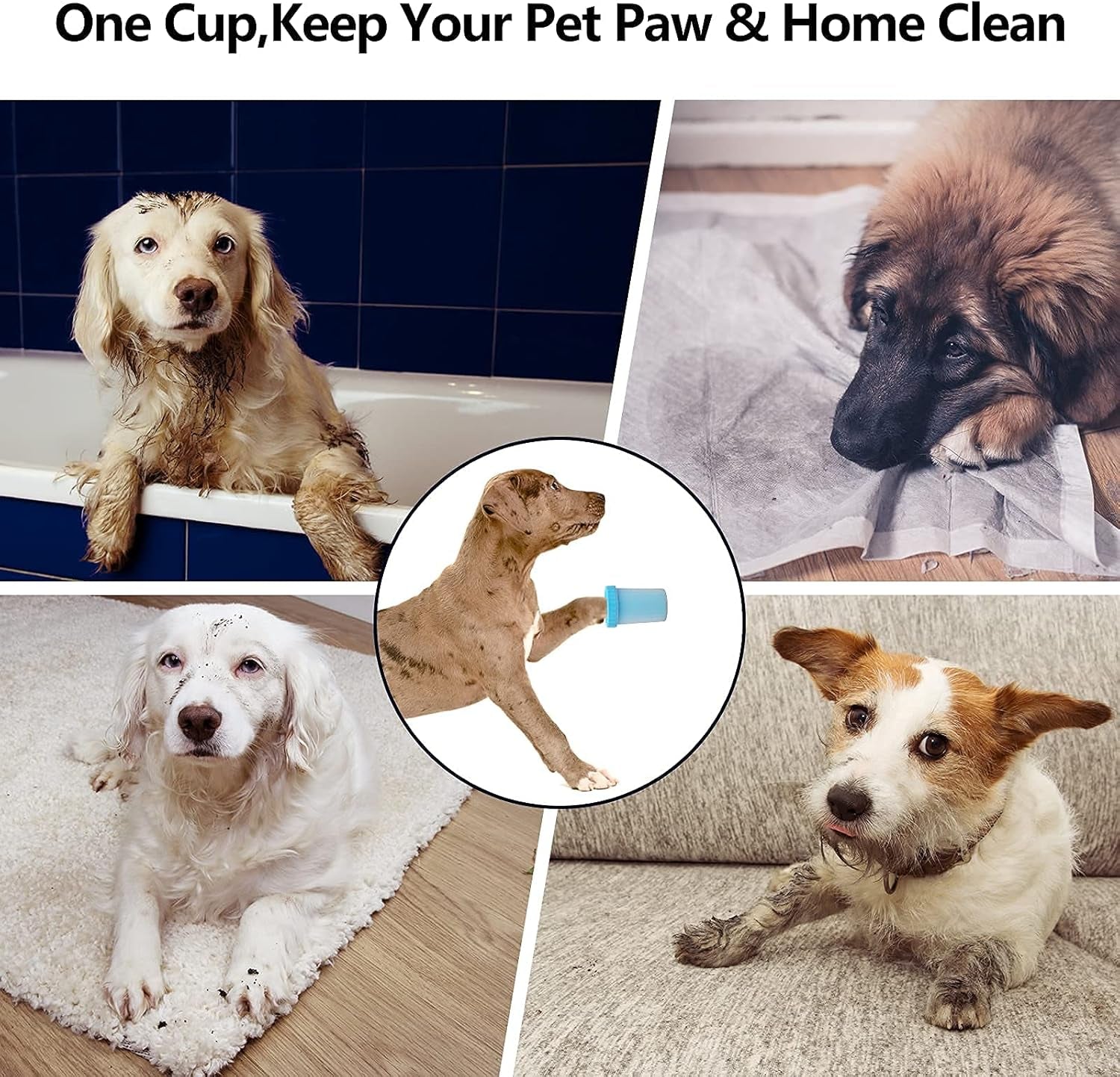 Dog Paw Cleaner with Pet Nail Clippers - Portable Self-Cleaning Washer Cup