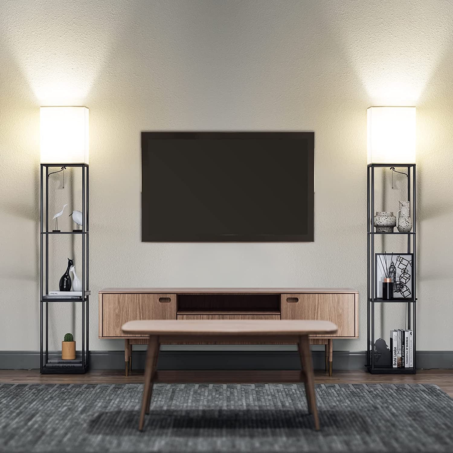 Floor Lamp with Shelves - 3 Color Temperature Bulb