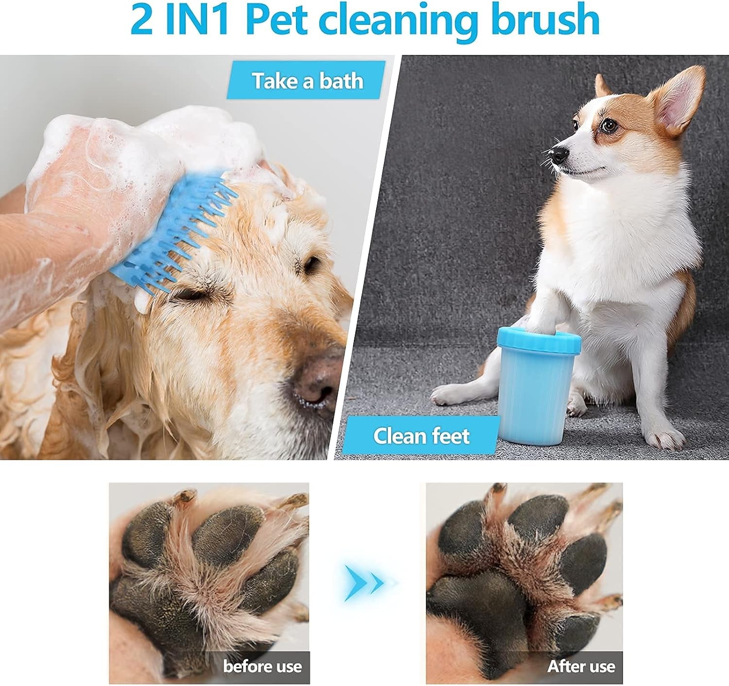 Dog Paw Cleaner with Pet Nail Clippers - Portable Self-Cleaning Washer Cup