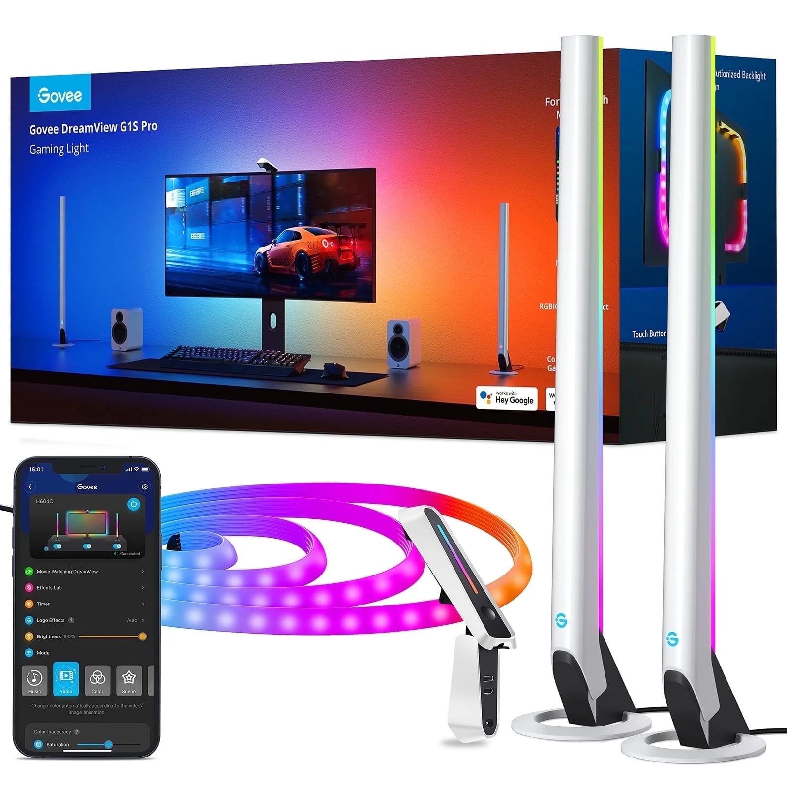 GOVEE Dreamview G1S Pro - Indoor LED Gaming Lights with Light Bar and Camera