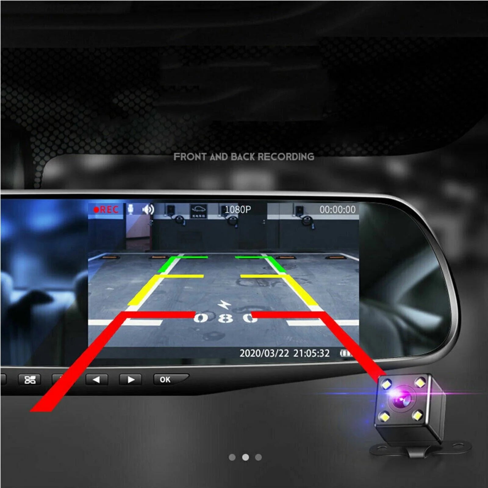 1080P HD Rearview DVR Dual Dash Camera - Front & Rear Video Recorder