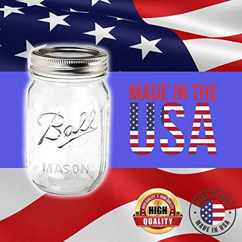 Ball Mason Jars 16 Oz Bundle with Non Slip Jar Opener (Bundles of 4)