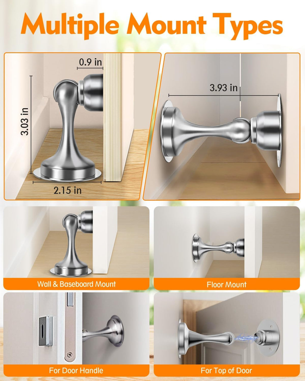 Magnetic Door Catch, Stainless Steel (No Drilling Required)