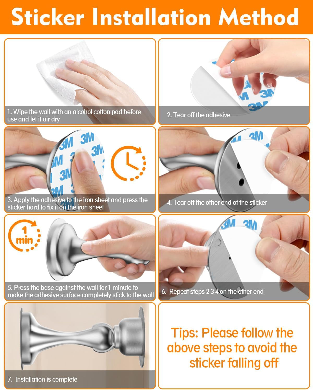 Magnetic Door Catch, Stainless Steel (No Drilling Required)