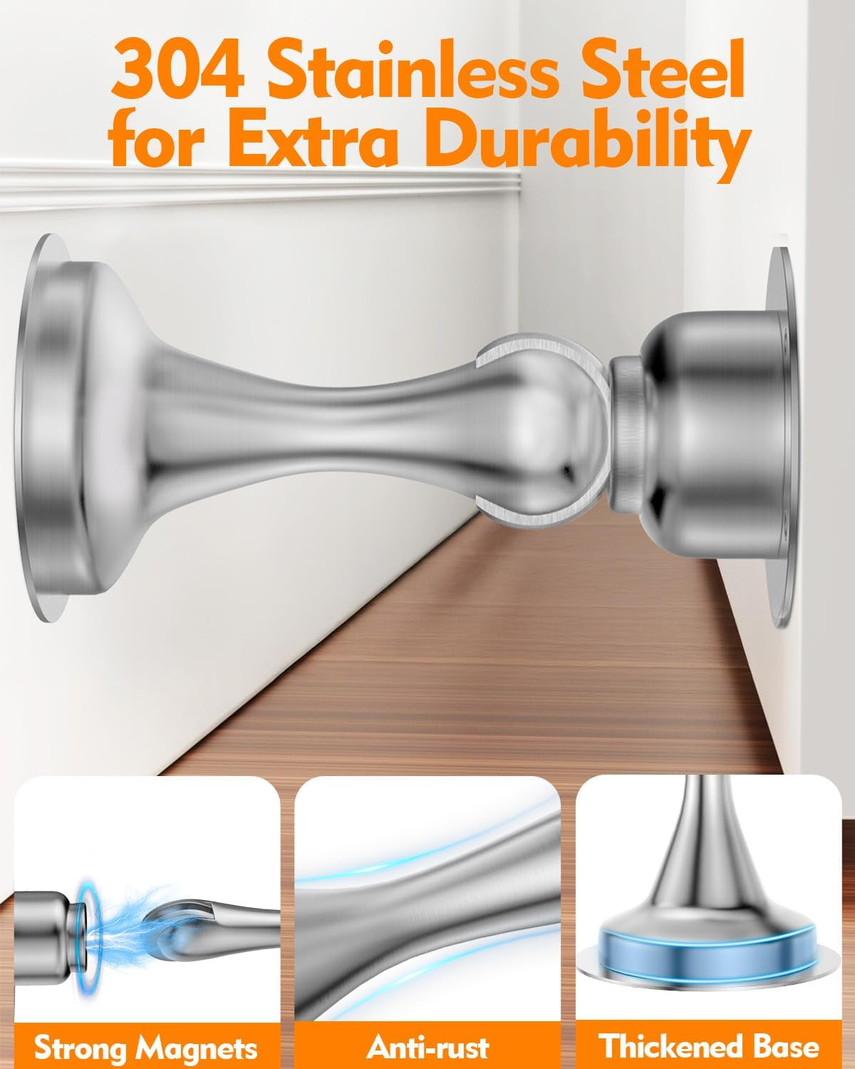 Magnetic Door Catch, Stainless Steel (No Drilling Required)