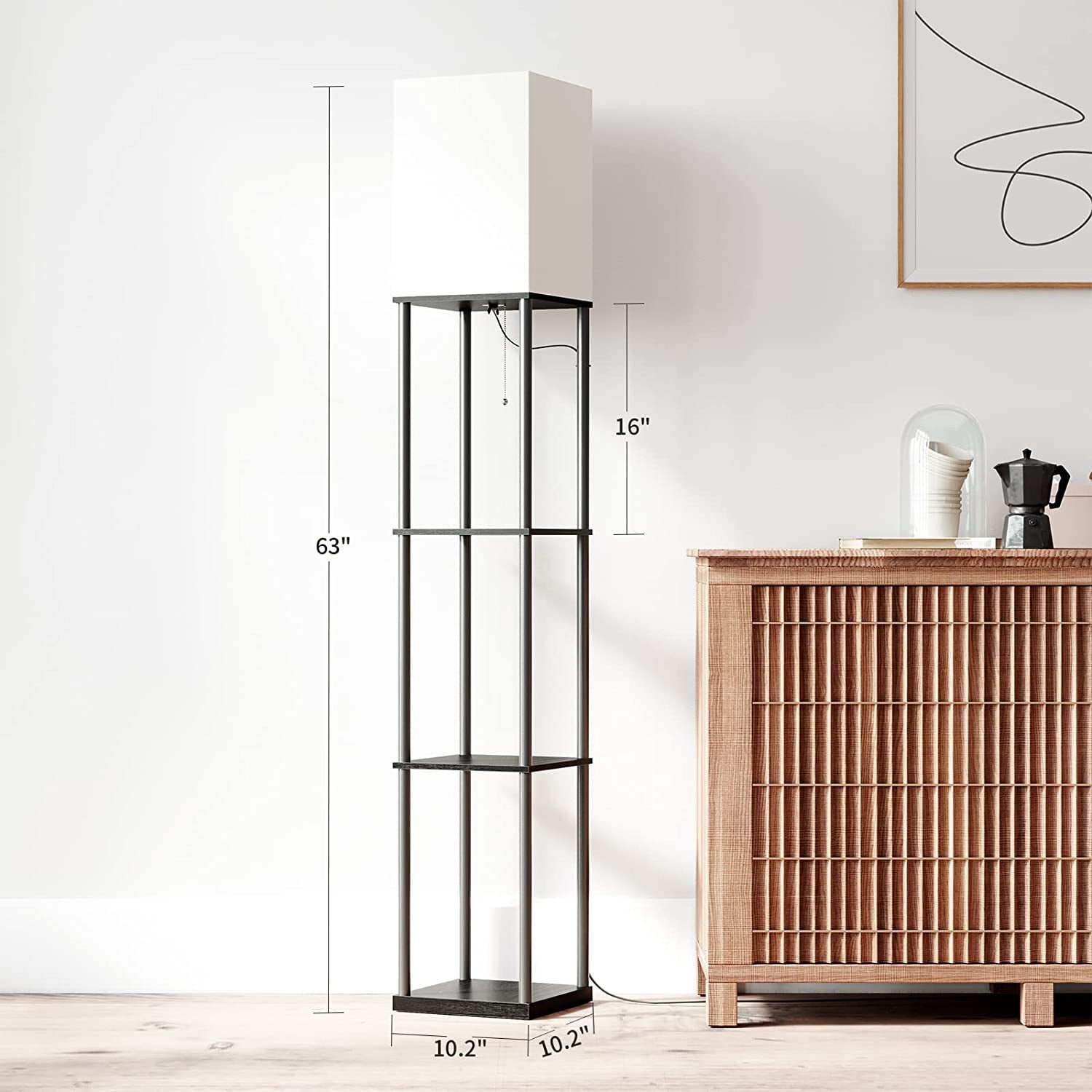 Floor Lamp with Shelves - 3 Color Temperature Bulb