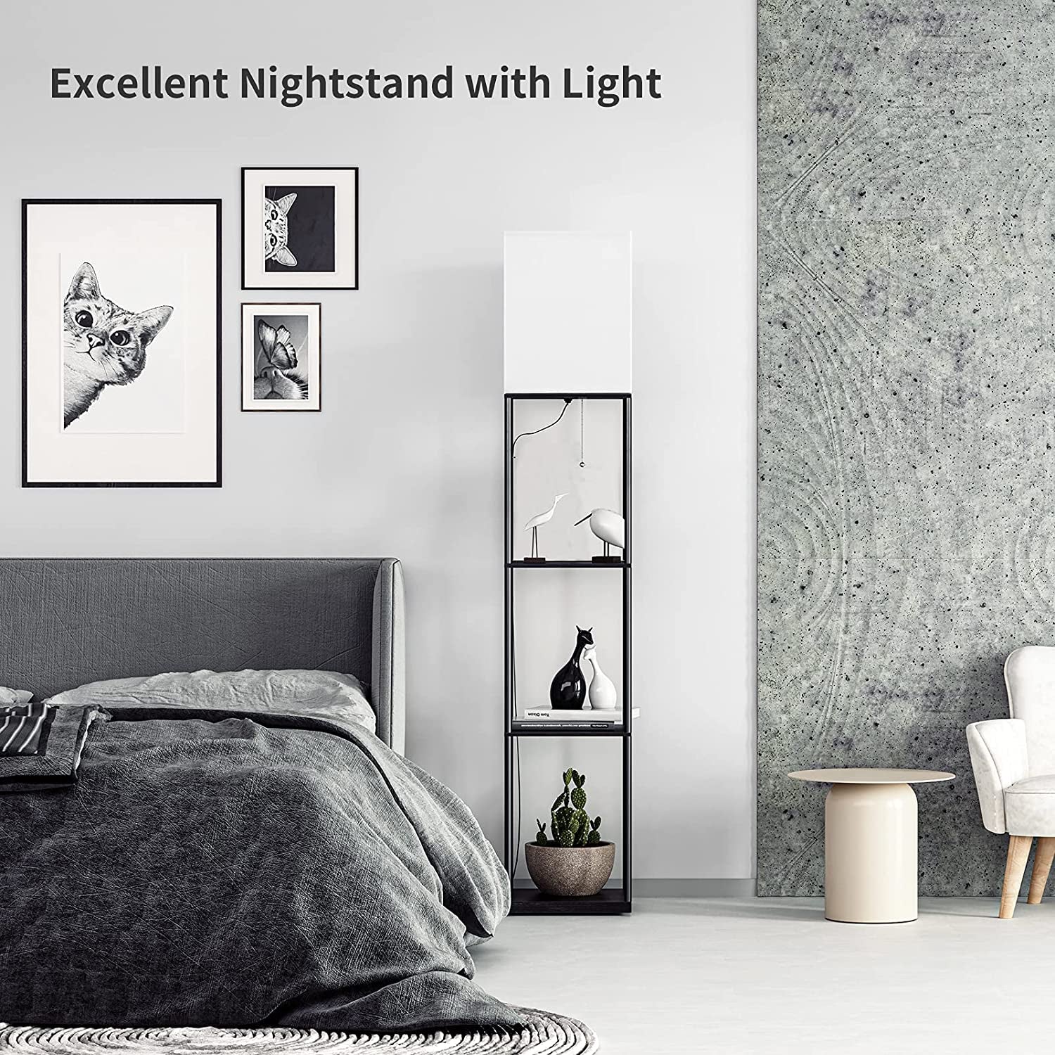 Floor Lamp with Shelves - 3 Color Temperature Bulb