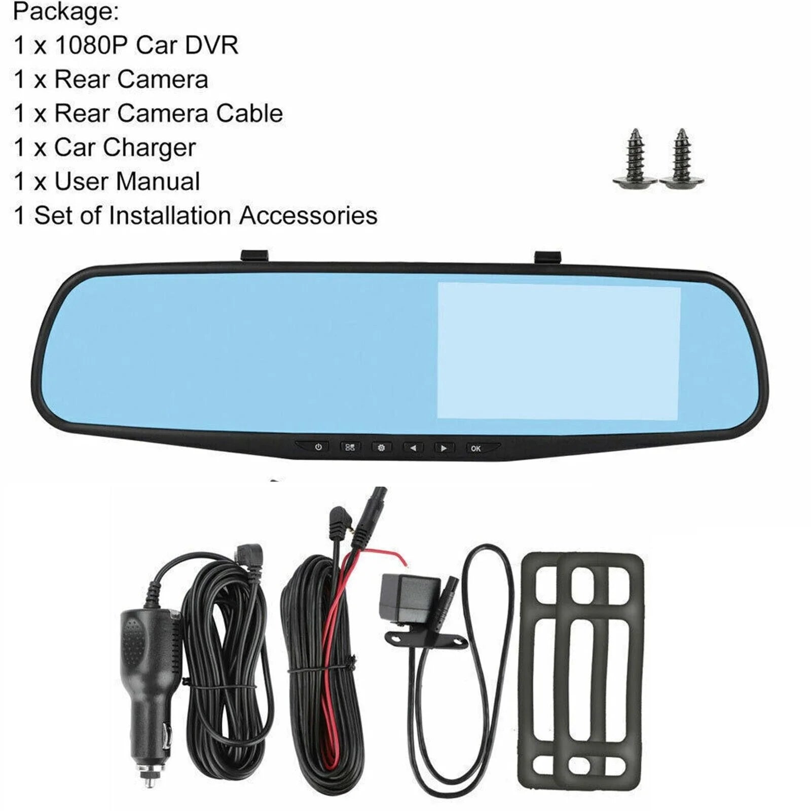 1080P HD Rearview DVR Dual Dash Camera - Front & Rear Video Recorder