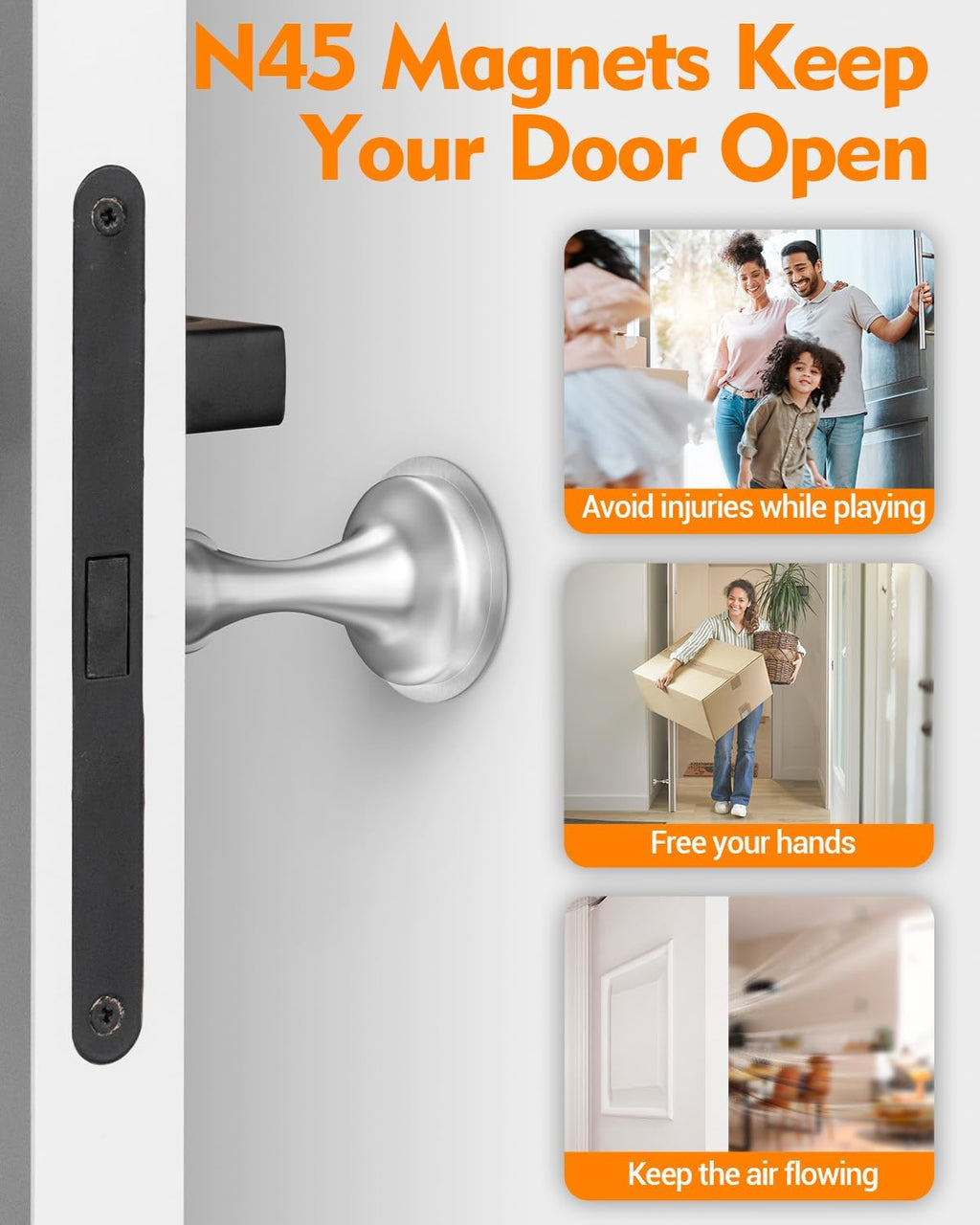 Magnetic Door Catch, Stainless Steel (No Drilling Required)