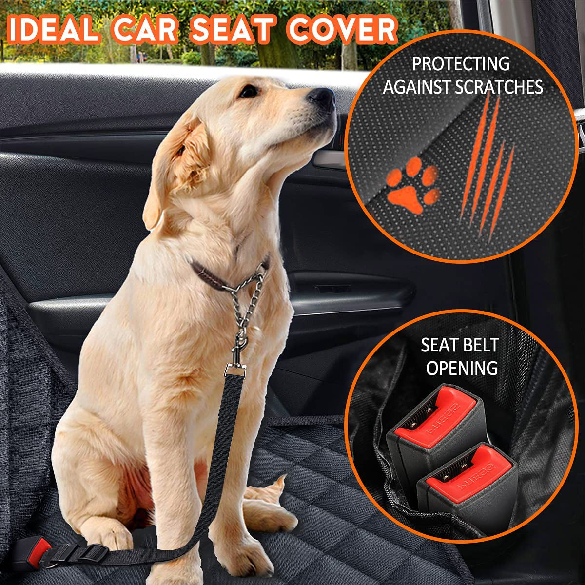 Dog Car Seat Cover - Car Seat Protector, Waterproof Bench, Non-Slip Seat Cover 