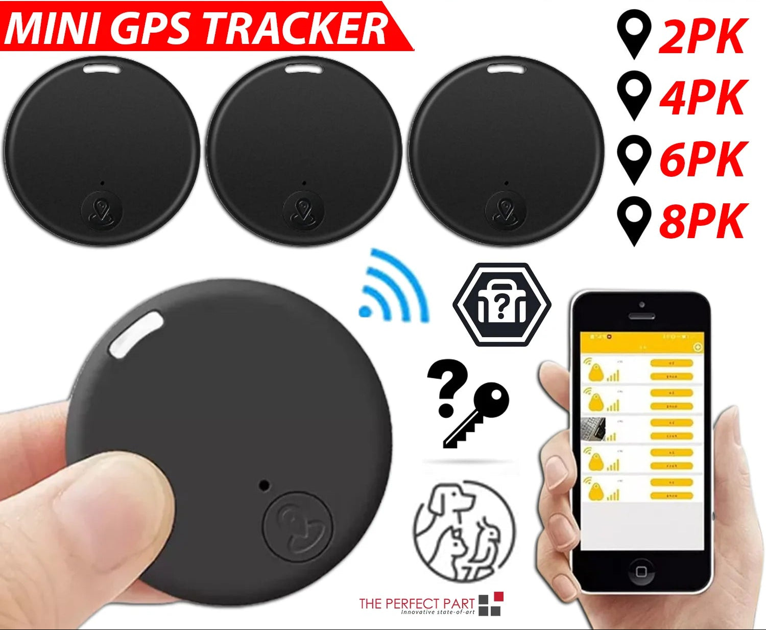 Bluetooth Mini GP, Tracking Air Key Tag - Child, Pet Tracker