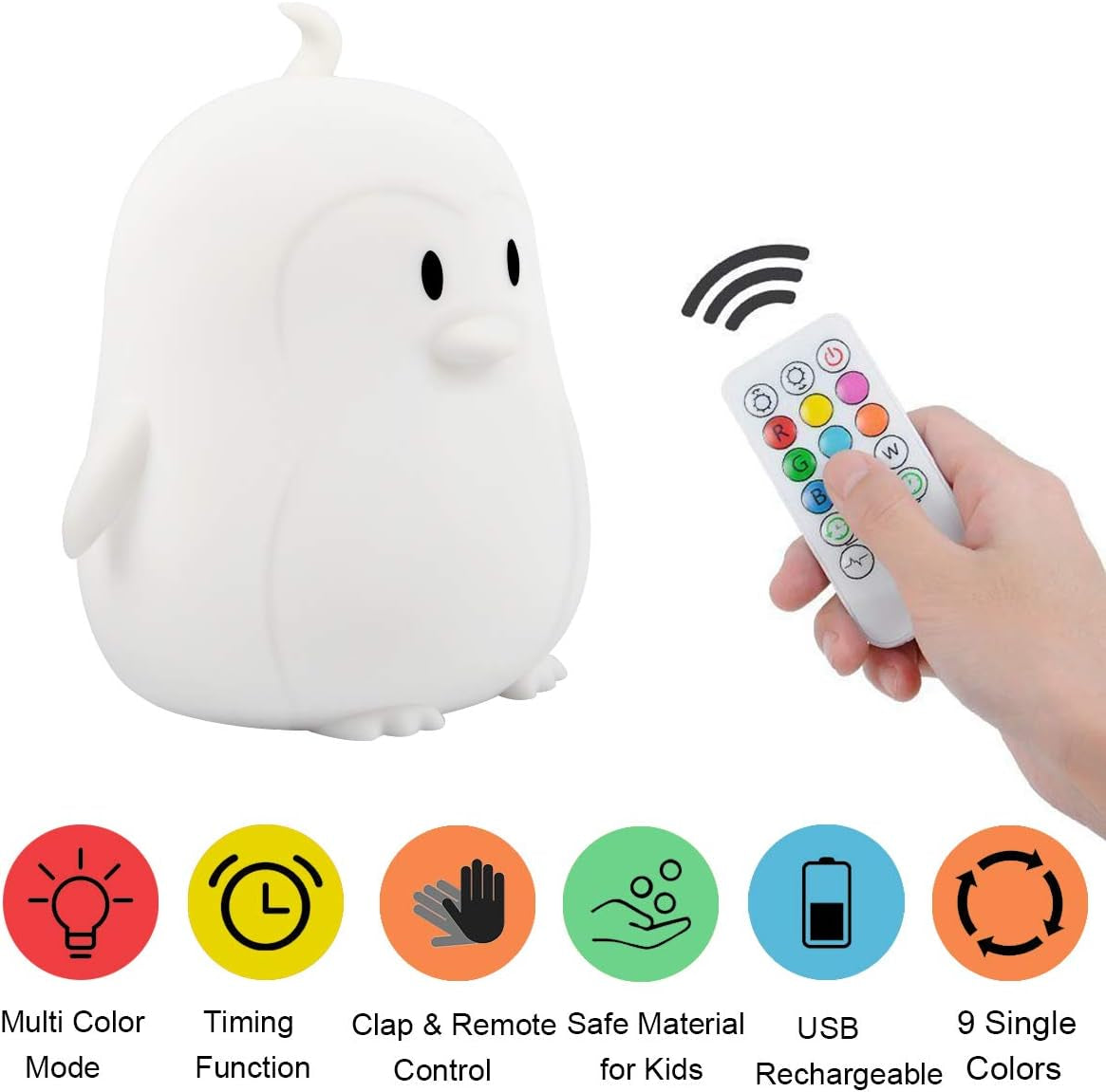 Adorable Penguin Silicone Night Light for Kids 