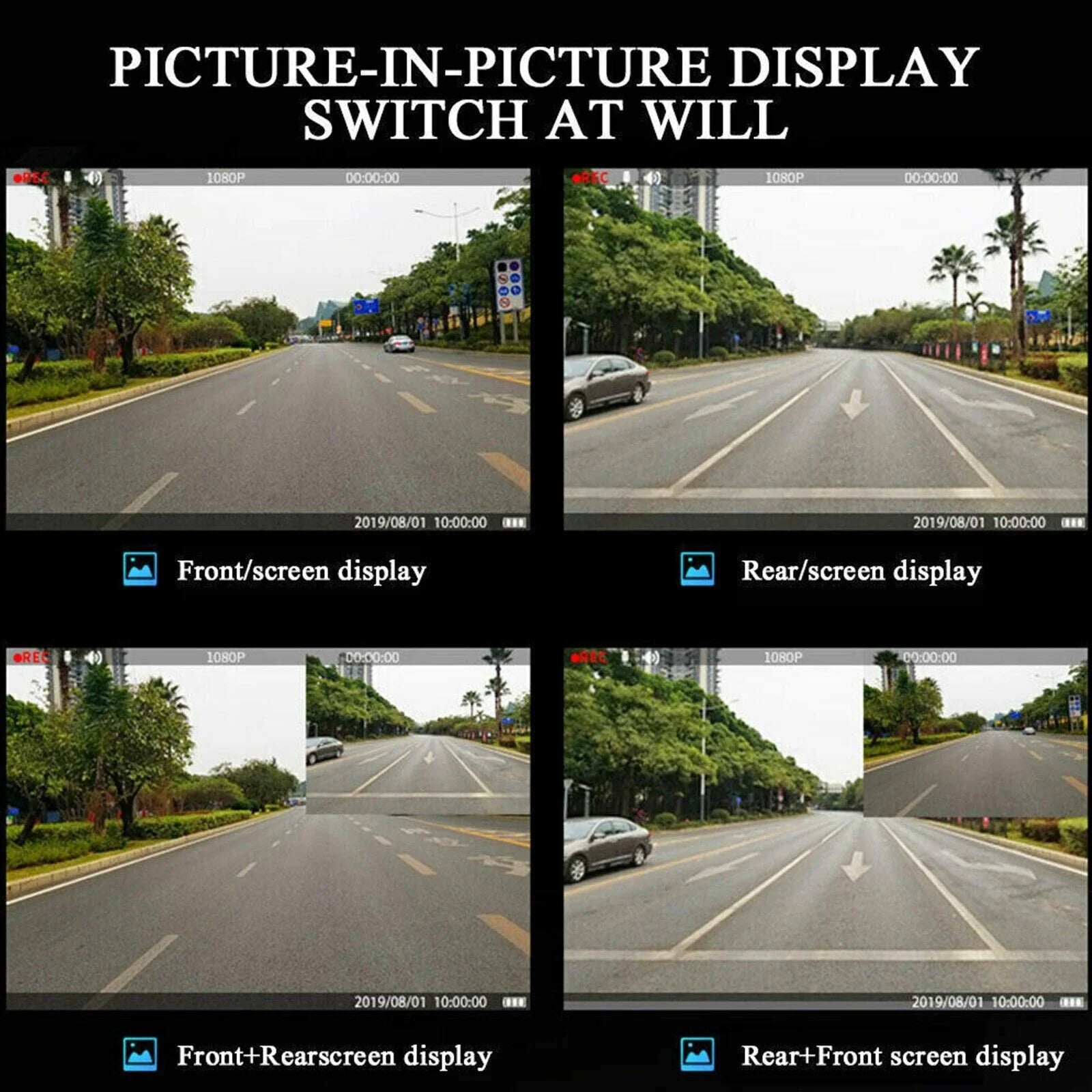 1080P HD Rearview DVR Dual Dash Camera - Front & Rear Video Recorder