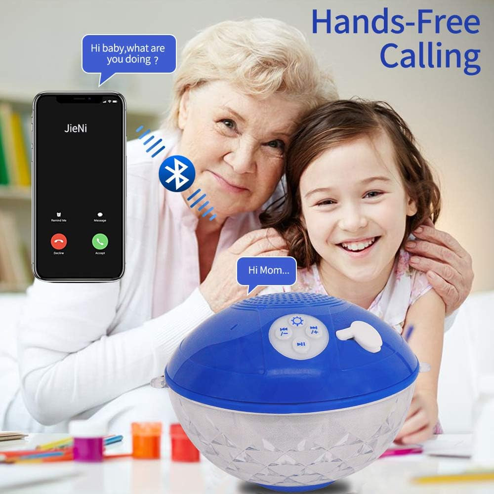 Bluetooth Pool Speaker with Colorful Light, Floating Speaker with IP68 Waterproof and a Built-In Mic