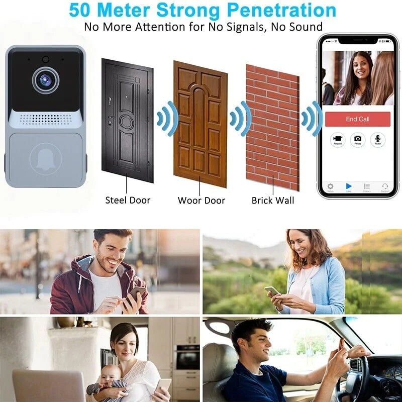 Smart Wireless Wifi Doorbell, Intercom with Video Camera 
