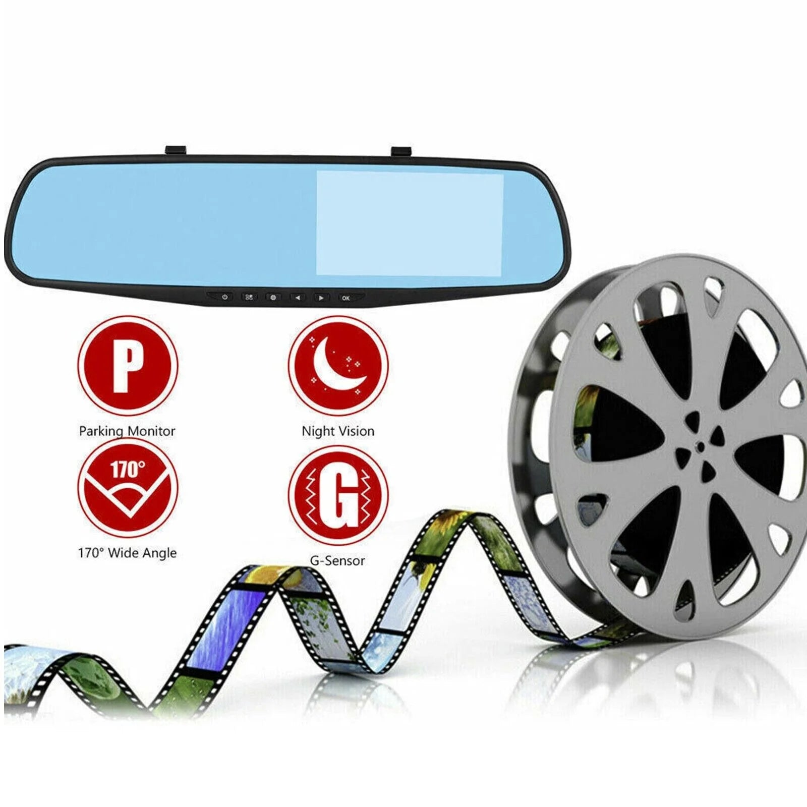 1080P HD Rearview DVR Dual Dash Camera - Front & Rear Video Recorder