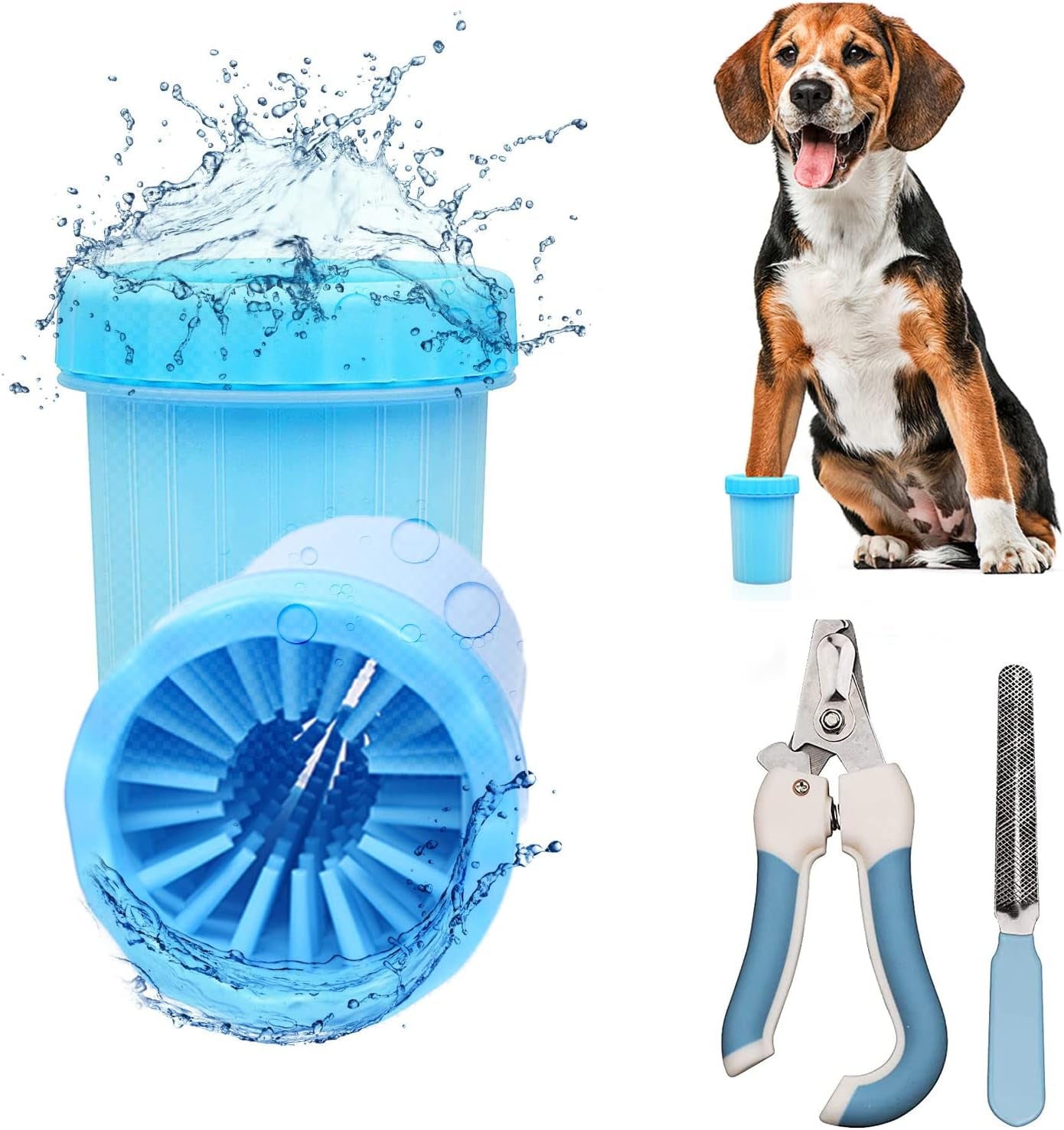 Dog Paw Cleaner with Pet Nail Clippers - Portable Self-Cleaning Washer Cup