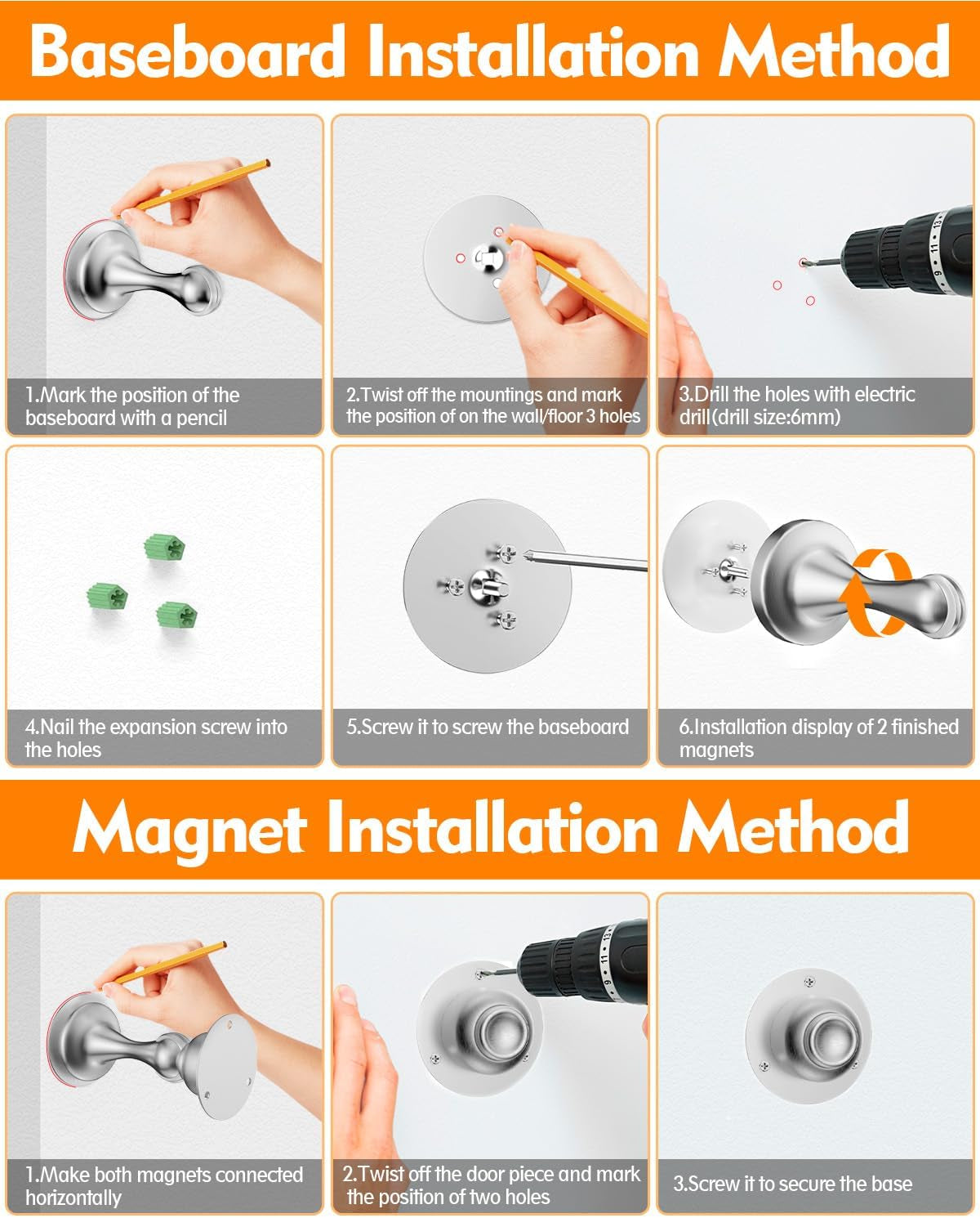 Magnetic Door Catch, Stainless Steel (No Drilling Required)
