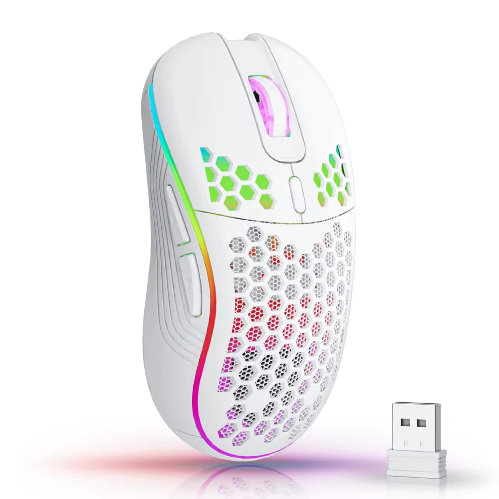 2.4G Wireless Mouse with RGB Backlit - 6-Button, 3-Speed DPI, Type C Rechargeable