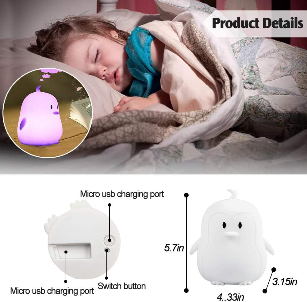 Adorable Penguin Silicone Night Light for Kids 