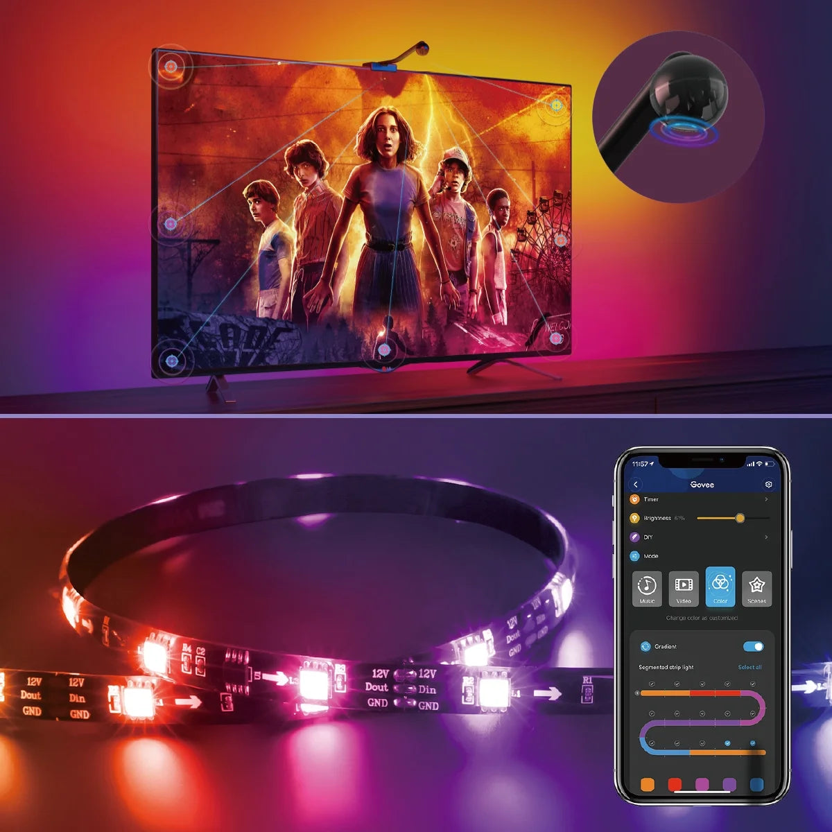 GOVEE Stranger Things Indoor RGBIC LED TV Backlight with Camera